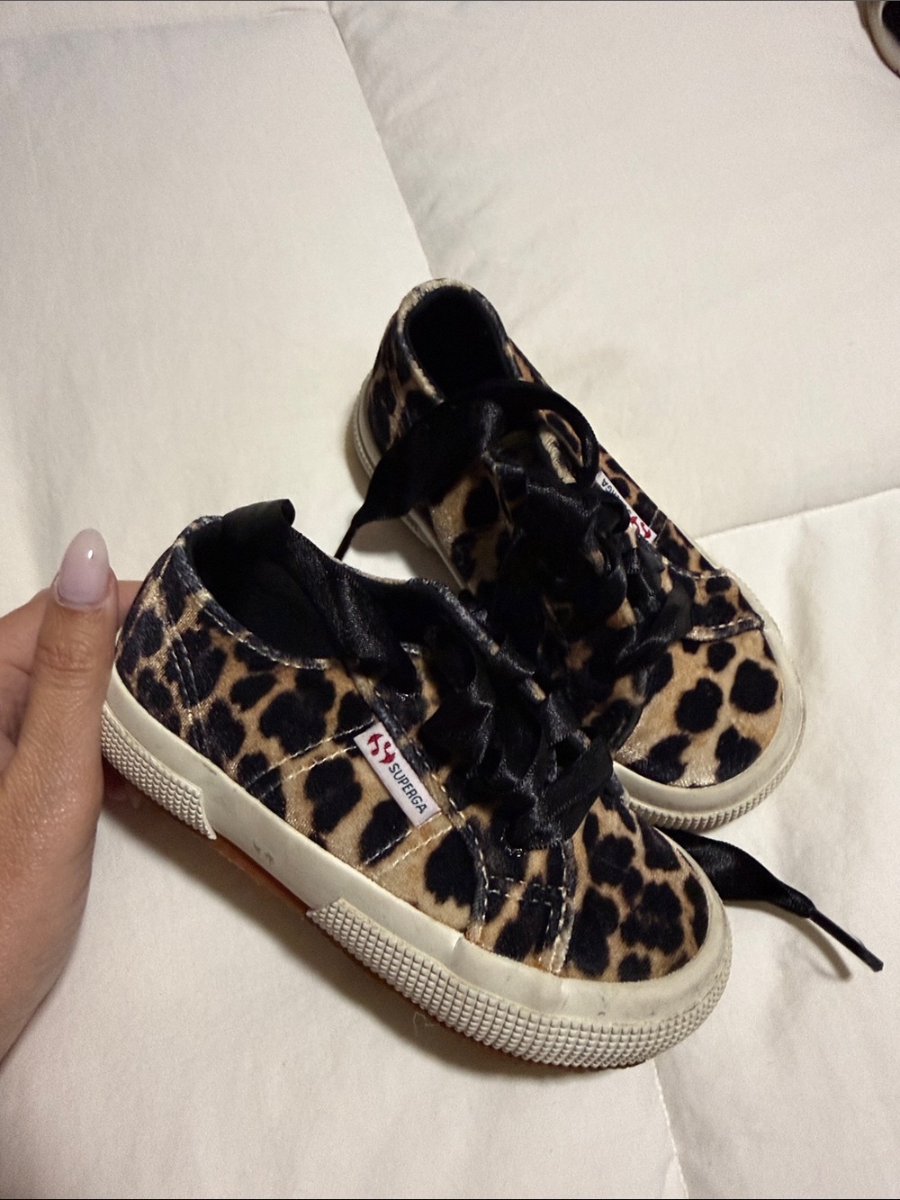 Superga Kids Leopard Print Sneakers in Black and Brown